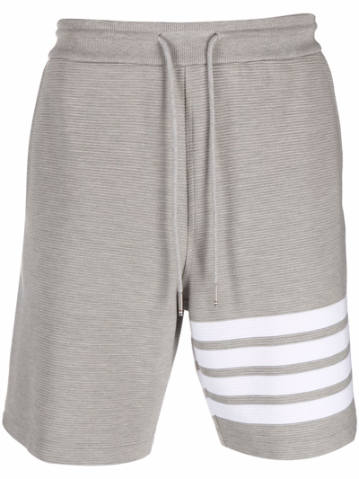 Thom Browne Ottoman Striped Track Shorts In Grey