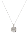 MATEO 14KT WHITE GOLD M INITIAL DIAMOND FRAME PENDANT NECKLACE