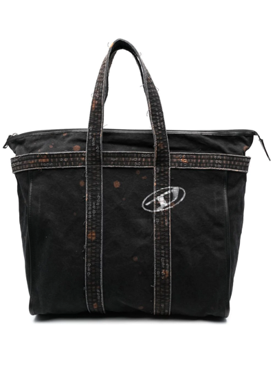 Diesel Logo-print Tote Bag In Black