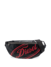 Diesel Graphic Logo-print Belt Bag In Black