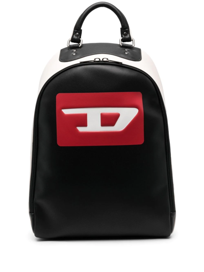 Diesel Logo-patch Backpack In Black