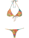 AMIR SLAMA PALM LEAF PRINT BIKINI