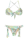 AMIR SLAMA PALM LEAF PRINT BIKINI