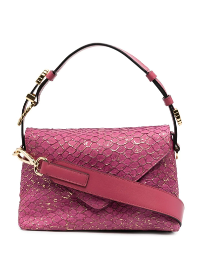 Alberta Ferretti Crocodile-effect Tote Bag In Pink