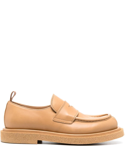 Officine Creative Leather Penny Loafers In Neutrals