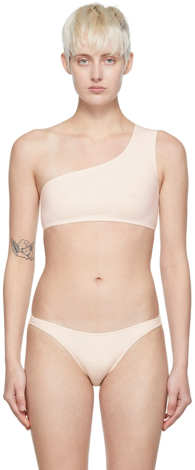 Eres Off-shoulder Tonal-stitching Bikini Top In Ecume