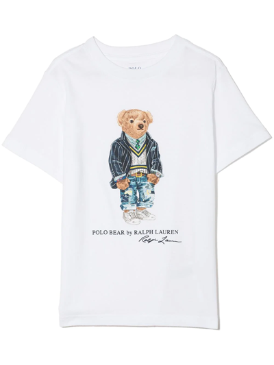 Ralph Lauren Kids' Polo Bear Graphic-print Cotton T-shirt 6-14 Years In White