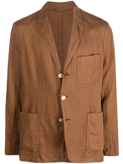 Aspesi Fitted Single-breasted Blazer In Brown