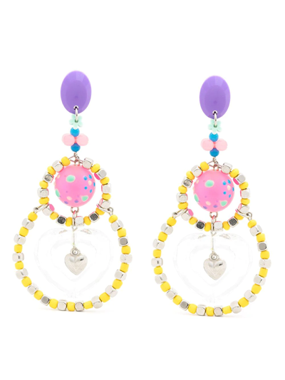 Amir Slama Heart-motif Drop Earrings In Yellow