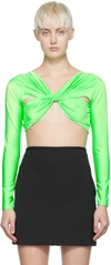 Coperni Twist Long-sleeve Cropped Top In Neon Green