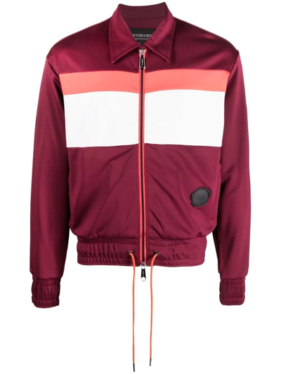 Viktor & Rolf Stripe-print Zip-up Sports Jacket In Red