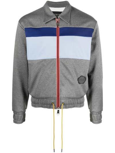 Viktor & Rolf Stripe-print Zip-up Track Jacket In Grey