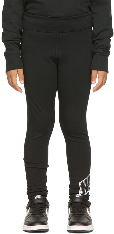 Nike Kids Black G Nsw Essntl Leggings In Black/white