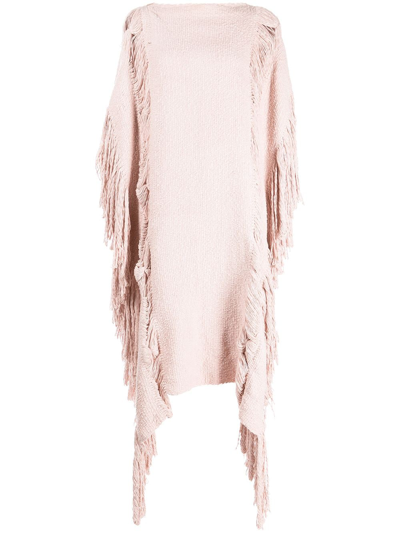 Voz Draped Fringe-detail Poncho In Pink