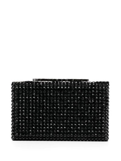 Philipp Plein Crystal-studded Snap Clutch Bag In Black