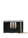 PHILIPP PLEIN CROCODILE-EMBOSSED CROSSBODY CLUTCH BAG