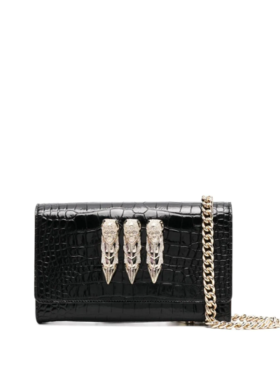 Philipp Plein Crocodile-embossed Crossbody Clutch Bag In Black