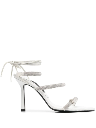 Philipp Plein Crystal-embellished 105mm Strappy Sandals In White
