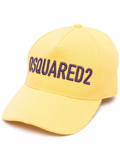 Dsquared2 Embroidered Logo Baseball Cap In Yellow