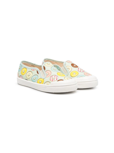 Pèpè Kids' Doughnut-print Slip-on Shoes In Green