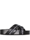 Stella Mccartney Vesta Eco Alt Logo Crisscross Sandals In Black
