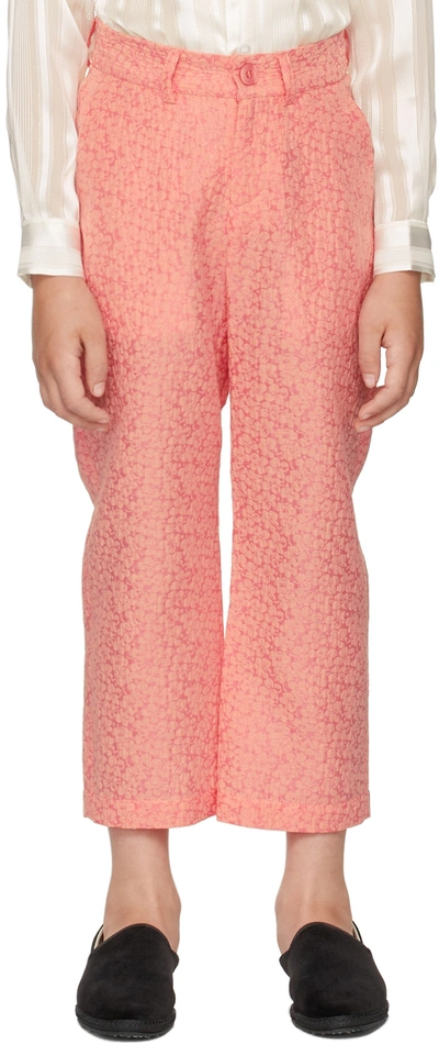 Boysmans Kids Pink Floral Trousers In Pink Flower