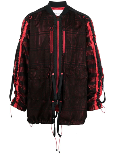 White Mountaineering Mesh Panelled Zip-up Jacket In Black