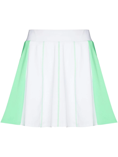 J. Lindeberg Contrast-panel Pleated Gold Skirt In White