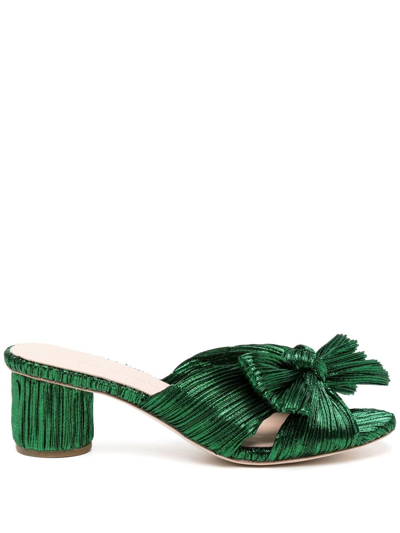Loeffler Randall Emilia Pleated Knot Slide Sandals In Green