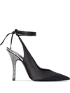 Attico Black Venus 105 Embellished Satin Pumps In Nero