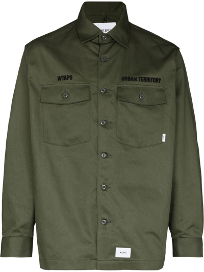 Wtaps Buds Long-sleeve Cotton Shirt In Green