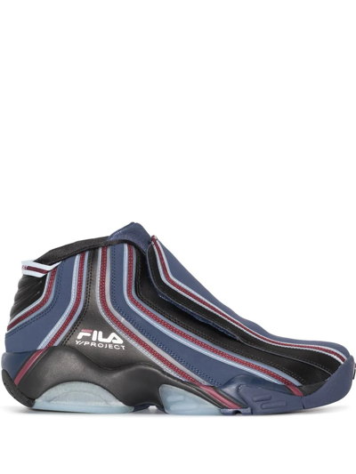 Y/project X Fila Blue Stackhouse High Top Leather Sneakers
