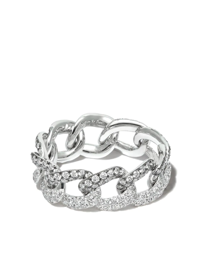 Shay 18kt White Gold Diamond Link Ring In Silver