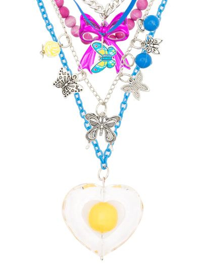 Amir Slama Heart Multi Chain Necklace In Multicolour