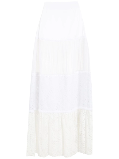 Amir Slama Broderie-anglaise Full Skirt In White
