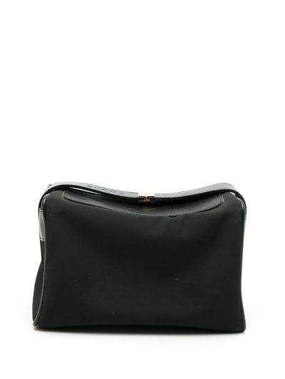 Amir Slama Leather Make-up Bag In Black