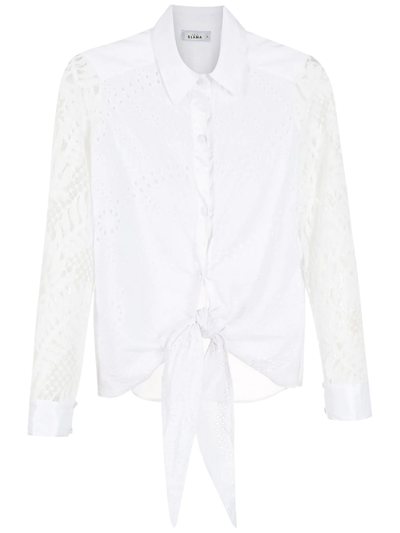 Amir Slama Broderie-anglais Lace Panelled Shirt In White