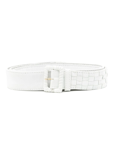 Amir Slama Woven Leather Belt In White
