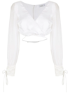 Amir Slama Cropped Silk Blouse In White