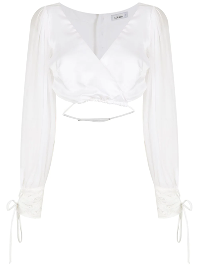 Amir Slama Cropped Silk Blouse In White