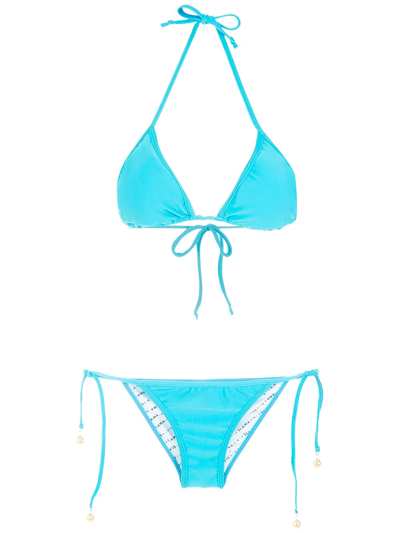 Amir Slama Halterneck Triangle Bikini In Blue