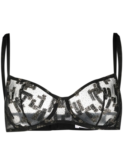 Eres Semi-sheer Lace Bra In Black