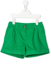 P.a.r.o.s.h Kids' Cabare Pleat-detail Shorts In Green