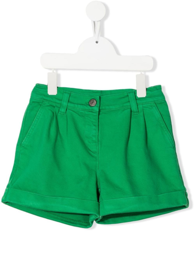 P.a.r.o.s.h. Kids' Cabare Pleat-detail Shorts In Green
