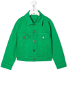 P.a.r.o.s.h Kids' Chest-pocket Denim Jacket In Green