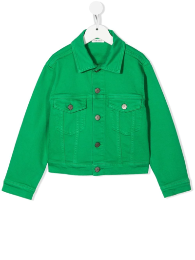 P.a.r.o.s.h. Kids' Chest-pocket Denim Jacket In Green