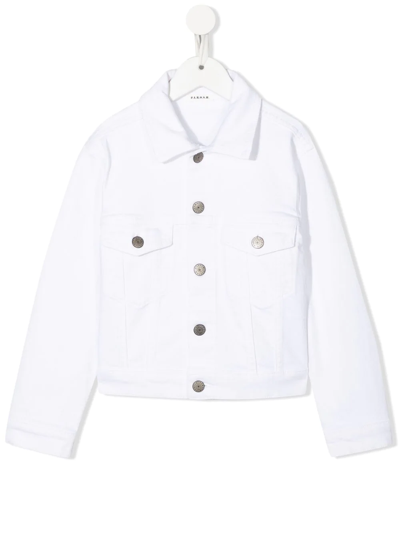 P.a.r.o.s.h Kids' Chest-pocket Denim Jacket In White