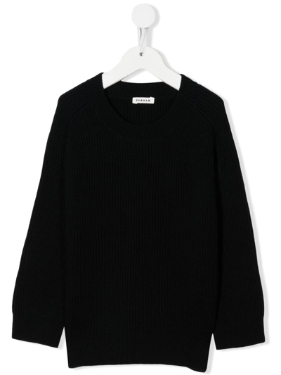 P.a.r.o.s.h Kids' Laura Ribbed-knit Jumper In Black