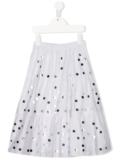 P.a.r.o.s.h Kids' Cindera Disc-embellished Tiered Skirt In White