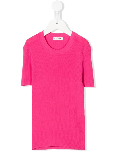 P.a.r.o.s.h Kids' Cipria Ribbed-knit Top In Pink